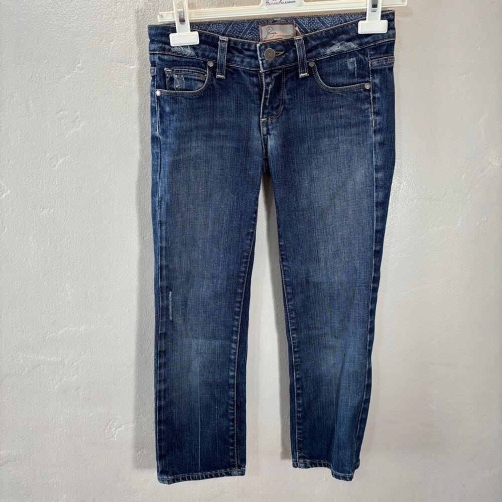 Paige Premium Denim Laurel Canyon Jeans 28 Dark Wash Embroidered USA